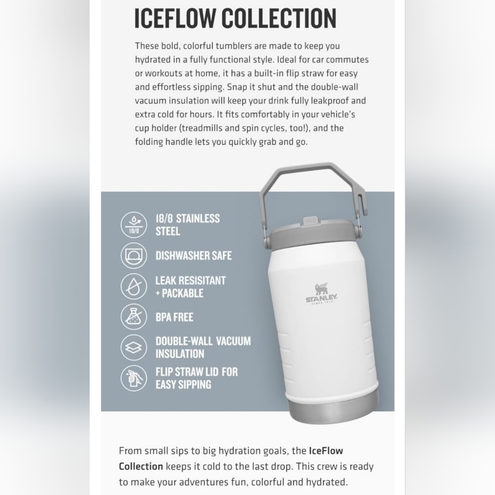 NEW! Stanley Stainless Steel 30oz IceFlow- Black - Picture 4 of 4